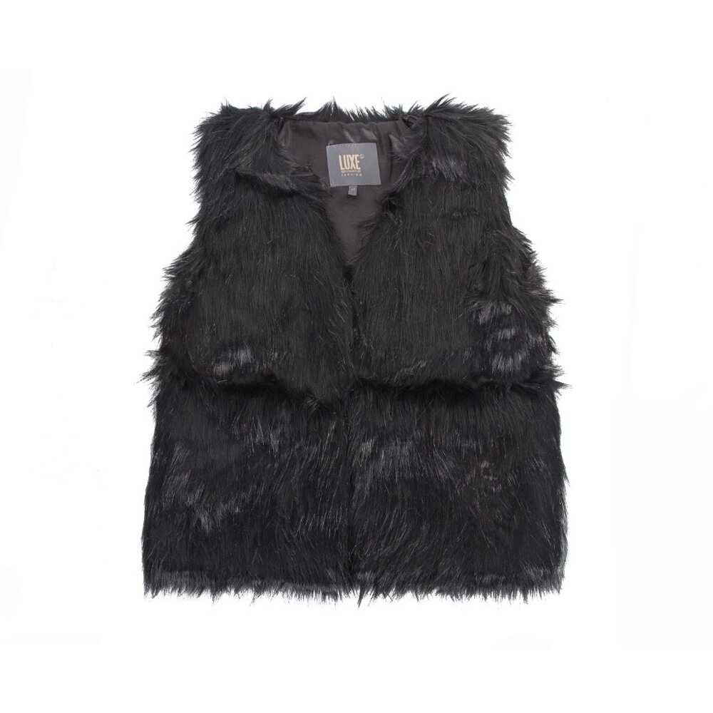 Luxe Fashion Classic Faux Fur Women Vest | 1-Piece | Black